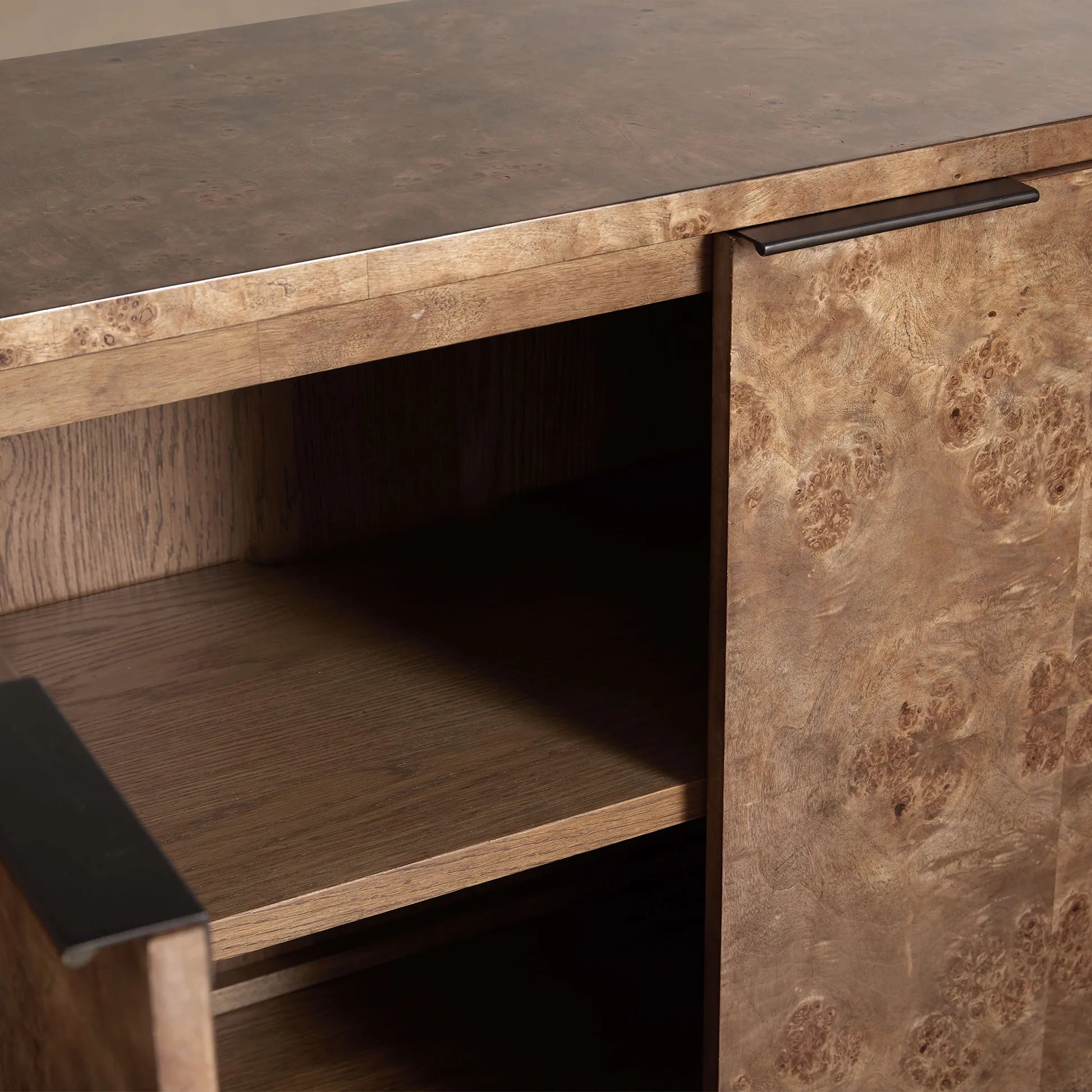 Corey Mappa Burl Wood Sideboard Modern Buffet Storage Living Room Entryways TV Cabinet