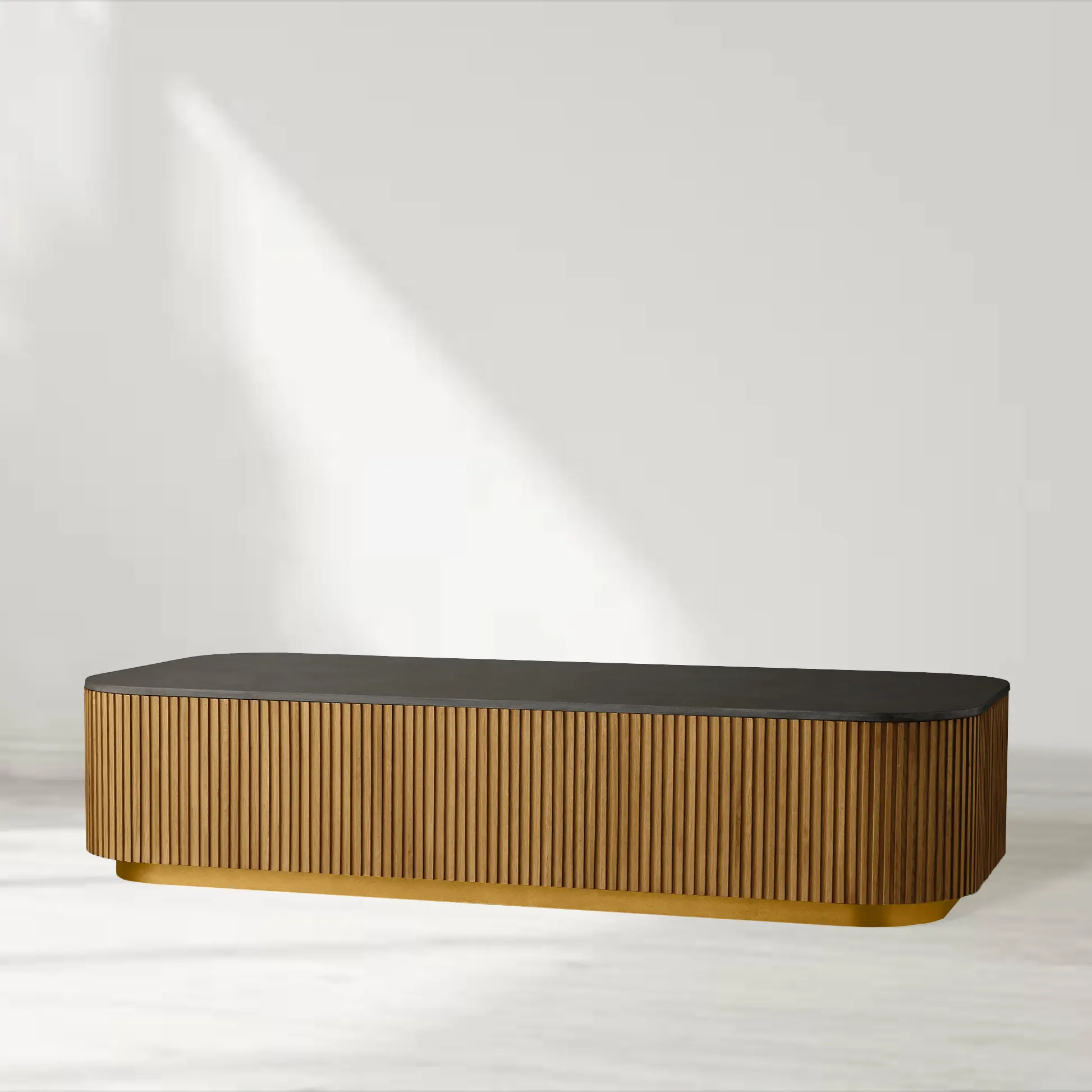 Finnley Solid Wood Coffee Table Stone Top Sofa Center Tea Table