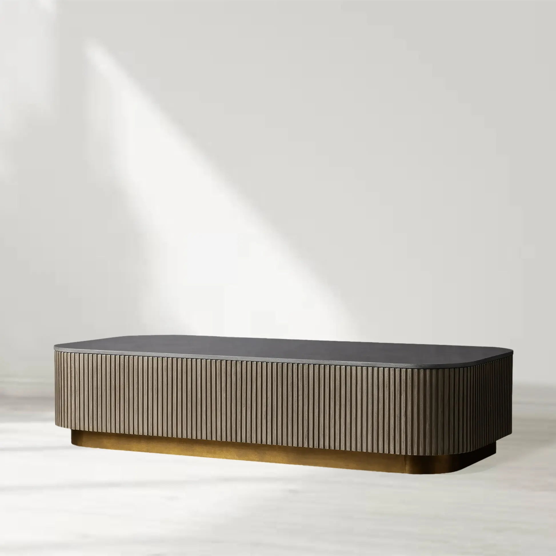 Finnley Solid Wood Coffee Table Stone Top Sofa Center Tea Table
