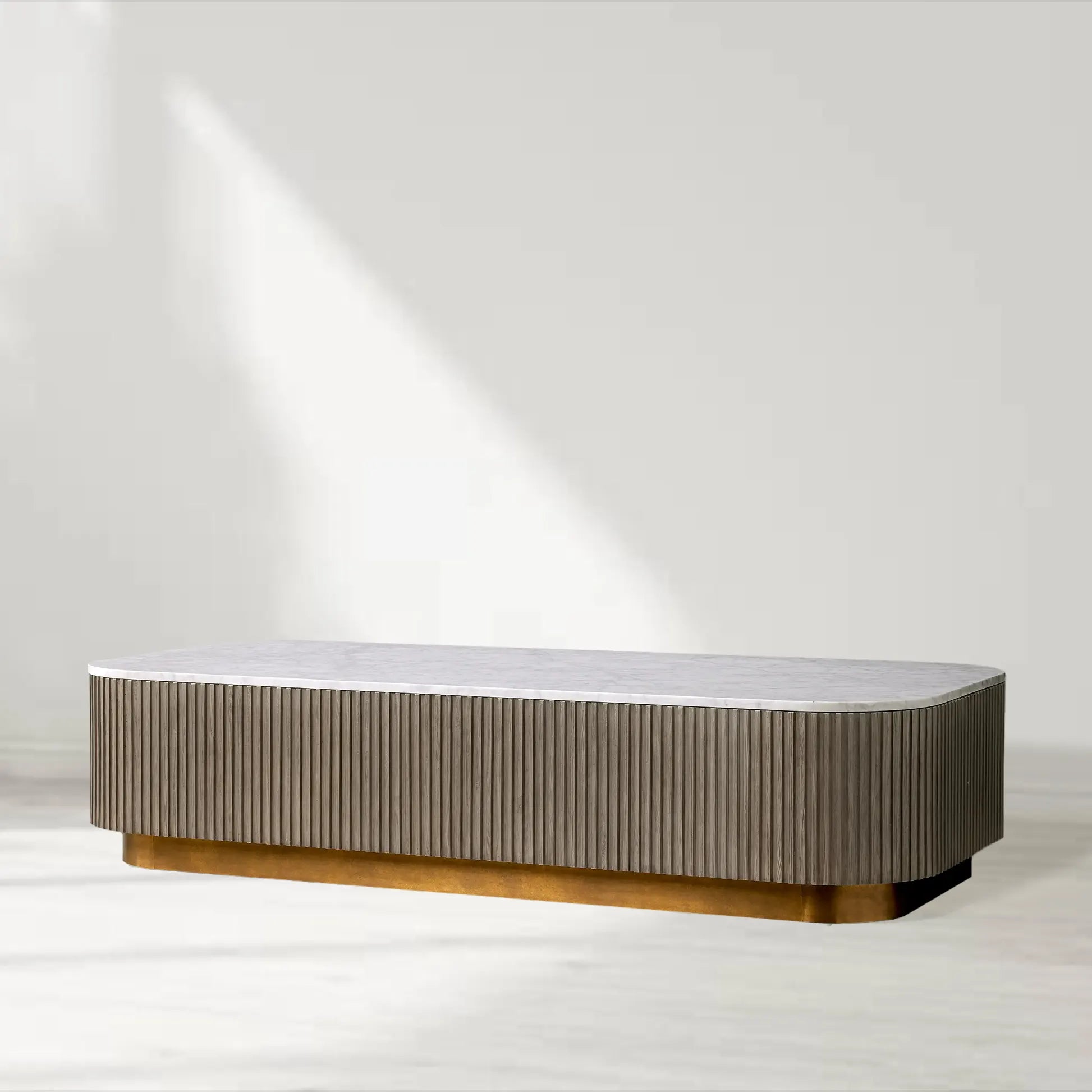Finnley Solid Wood Coffee Table Stone Top Sofa Center Tea Table