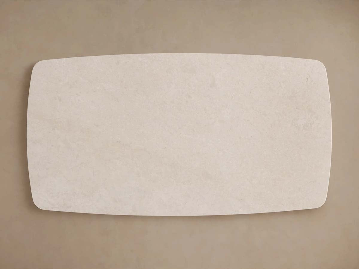 Saint Germain Stone Marble Top Dining Table with Wood Dauphine Base