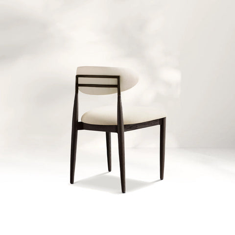 Arnod Fabric Dining Chair Mid-Century Armchair Oak Wood Frame
