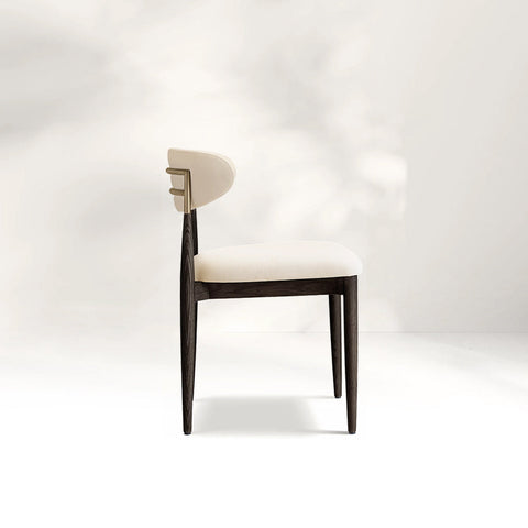 Arnod Fabric Dining Chair Mid-Century Armchair Oak Wood Frame