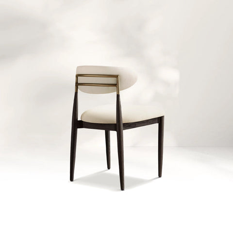 Arnod Fabric Dining Chair Mid-Century Armchair Oak Wood Frame
