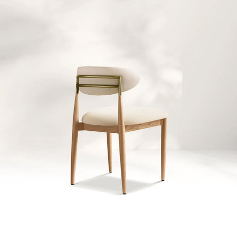 Arnod Fabric Dining Chair Mid-Century Armchair Oak Wood Frame