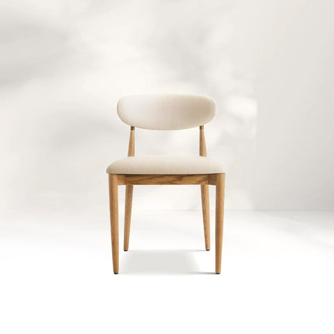 Arnod Fabric Dining Chair Mid-Century Armchair Oak Wood Frame