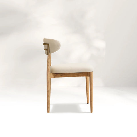 Arnod Fabric Dining Chair Mid-Century Armchair Oak Wood Frame