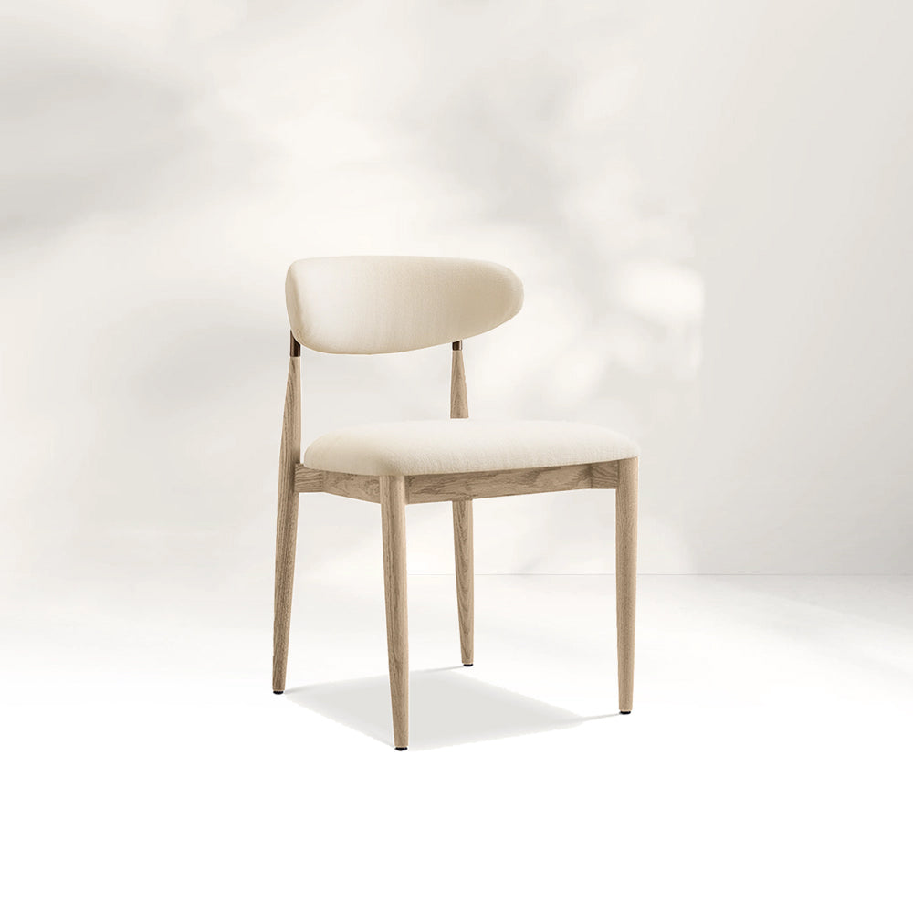 Arnod Fabric Dining Chair Mid-Century Armchair Oak Wood Frame