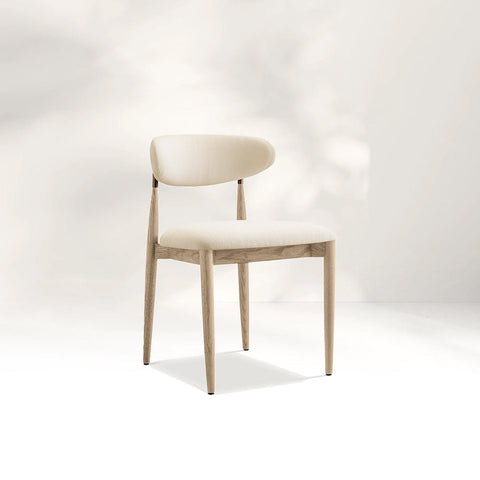 Arnod Fabric Dining Chair Mid-Century Armchair Oak Wood Frame