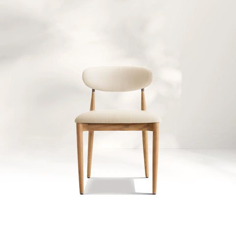 Arnod Fabric Dining Chair Mid-Century Armchair Oak Wood Frame