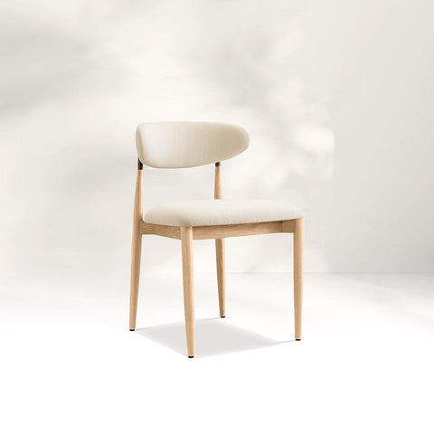 Arnod Fabric Dining Chair Mid-Century Armchair Oak Wood Frame