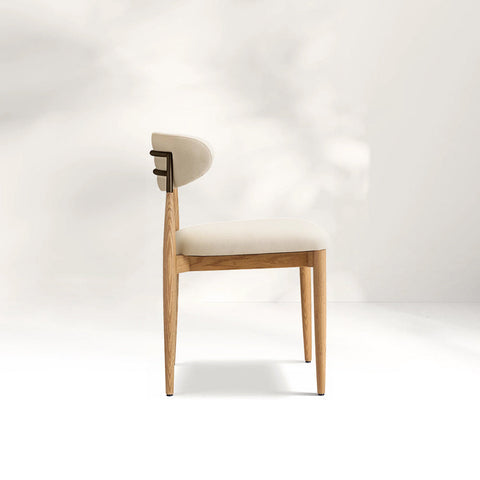 Arnod Fabric Dining Chair Mid-Century Armchair Oak Wood Frame