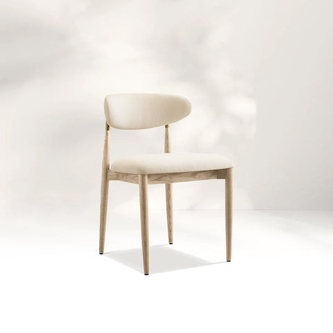 Arnod Fabric Dining Chair Mid-Century Armchair Oak Wood Frame