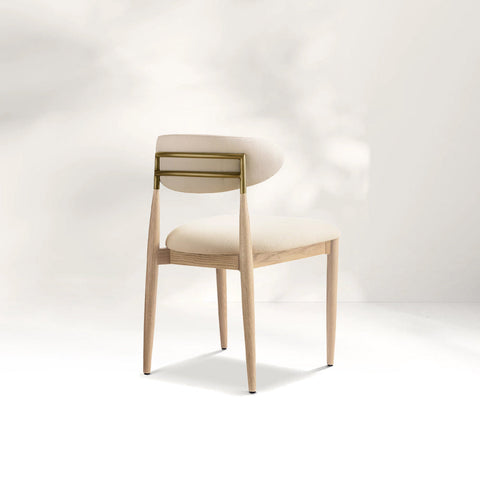 Arnod Fabric Dining Chair Mid-Century Armchair Oak Wood Frame