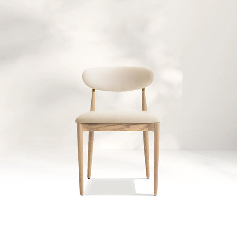 Arnod Fabric Dining Chair Mid-Century Armchair Oak Wood Frame