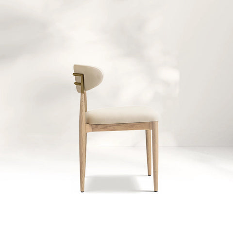 Arnod Fabric Dining Chair Mid-Century Armchair Oak Wood Frame