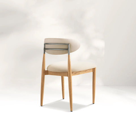 Arnod Fabric Dining Chair Mid-Century Armchair Oak Wood Frame
