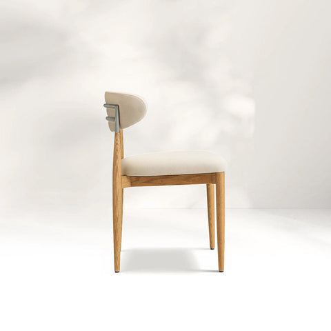 Arnod Fabric Dining Chair Mid-Century Armchair Oak Wood Frame