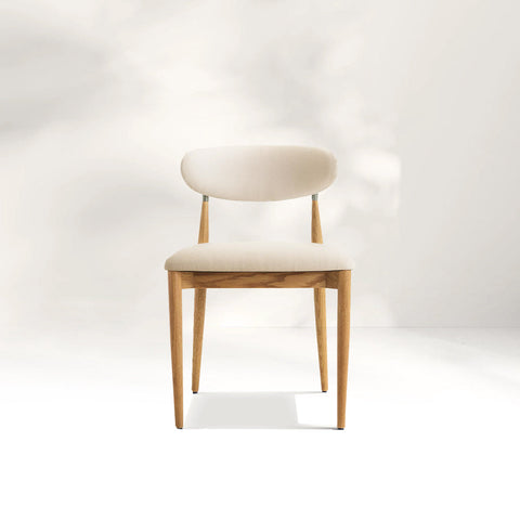 Arnod Fabric Dining Chair Mid-Century Armchair Oak Wood Frame