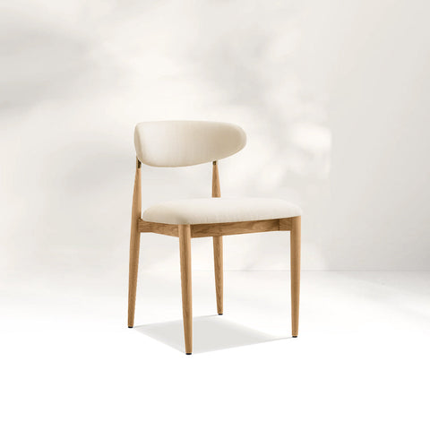 Arnod Fabric Dining Chair Mid-Century Armchair Oak Wood Frame