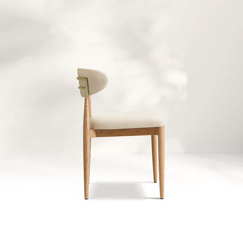 Arnod Fabric Dining Chair Mid-Century Armchair Oak Wood Frame