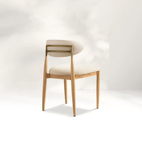 Arnod Fabric Dining Chair Mid-Century Armchair Oak Wood Frame