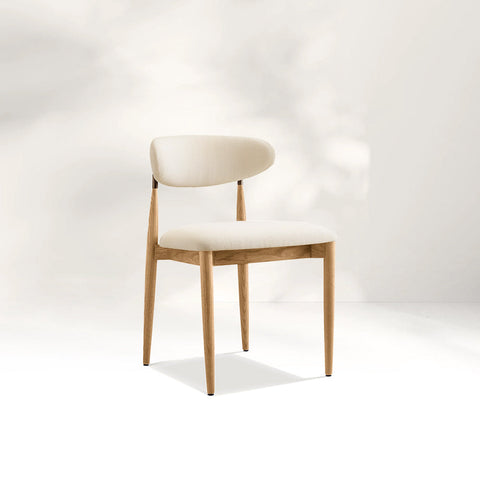 Arnod Fabric Dining Chair Mid-Century Armchair Oak Wood Frame