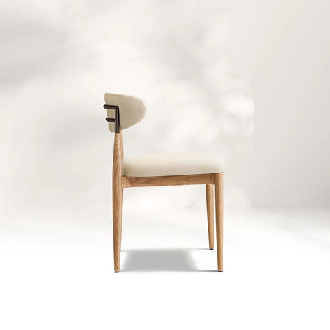Arnod Fabric Dining Chair Mid-Century Armchair Oak Wood Frame