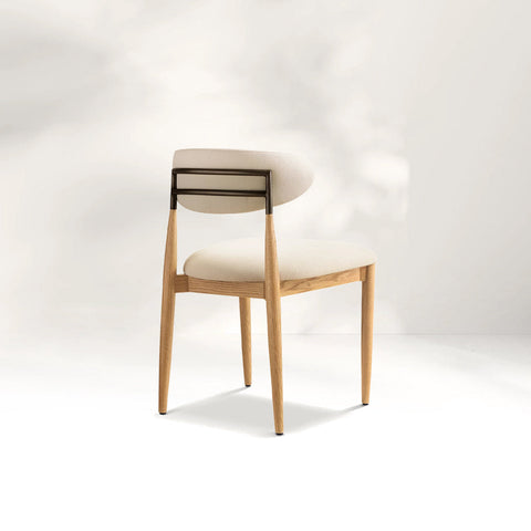 Arnod Fabric Dining Chair Mid-Century Armchair Oak Wood Frame