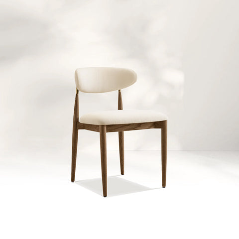 Arnod Fabric Dining Chair Mid-Century Armchair Oak Wood Frame