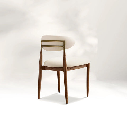 Arnod Fabric Dining Chair Mid-Century Armchair Oak Wood Frame