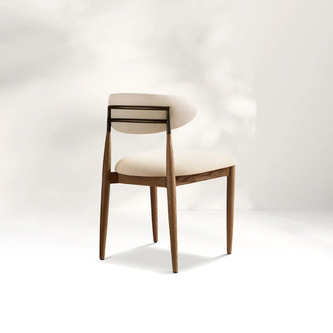 Arnod Fabric Dining Chair Mid-Century Armchair Oak Wood Frame