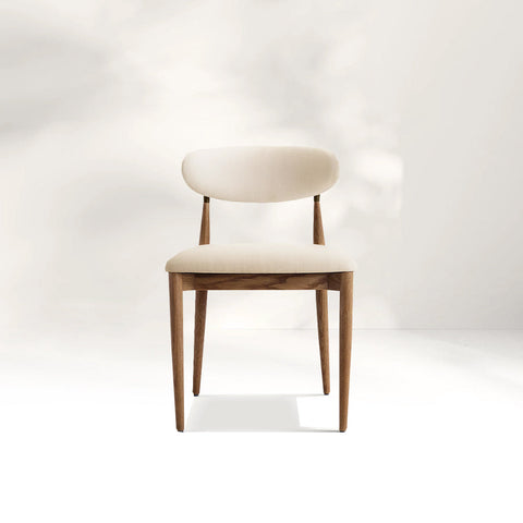 Arnod Fabric Dining Chair Mid-Century Armchair Oak Wood Frame