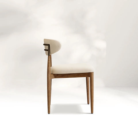 Arnod Fabric Dining Chair Mid-Century Armchair Oak Wood Frame