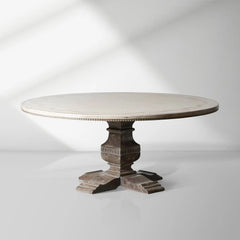 Serra Ribbon Solid Poplar Wood Round Dining Table