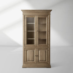 Tuscany Italian Crafted Wood Display Storage Cabinet With Glass Door