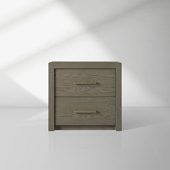 Bodhi Tall Nightstand Wood Night Side Cabinet Rustic Bedside Table Two-Drawer Chest