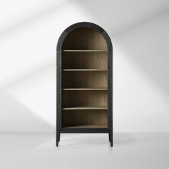 Hattie Solid Oak Open Bookcase Arch-Inspired Design Display Cabinets