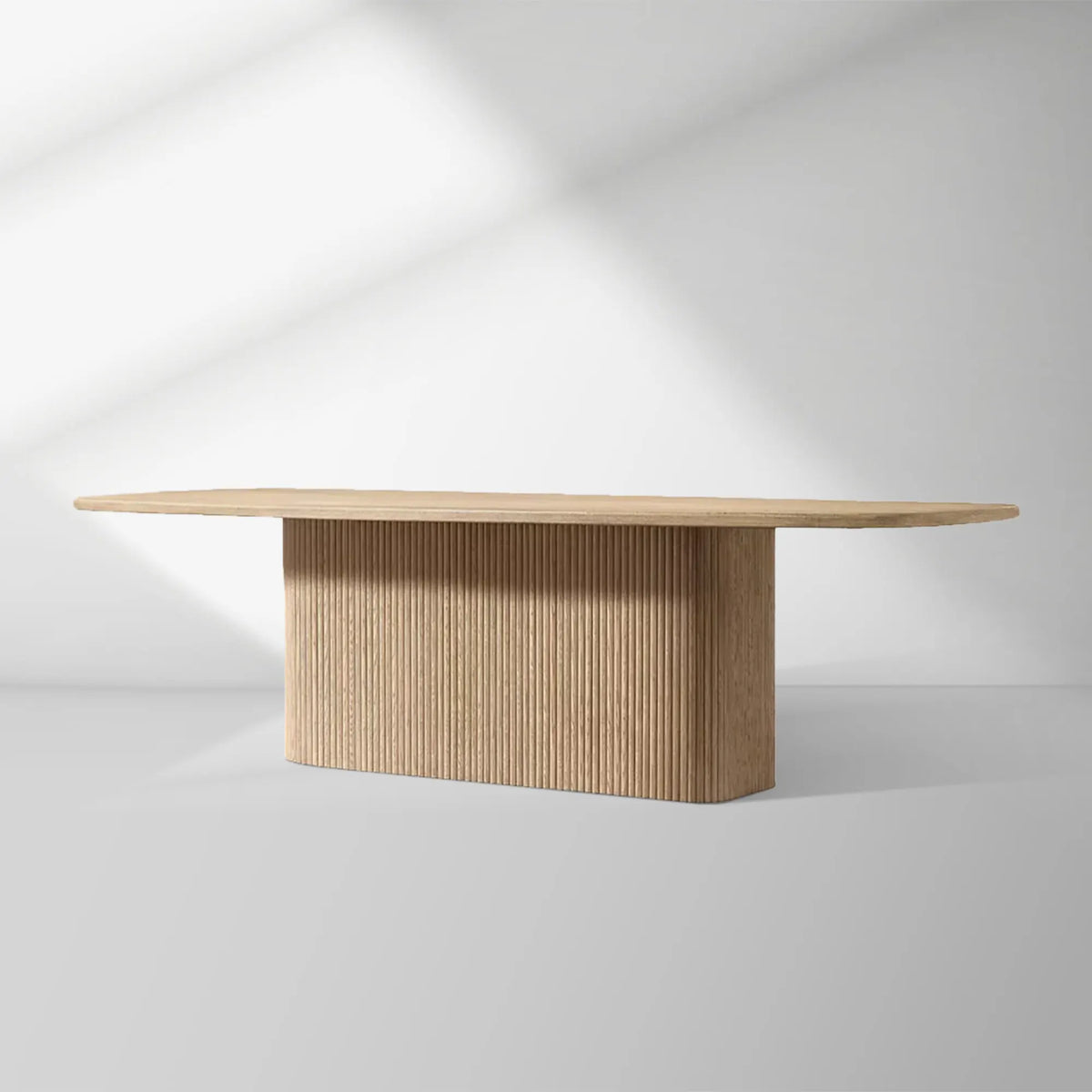 Mulho Pedestal Wood Rectangular Dining Table Oak