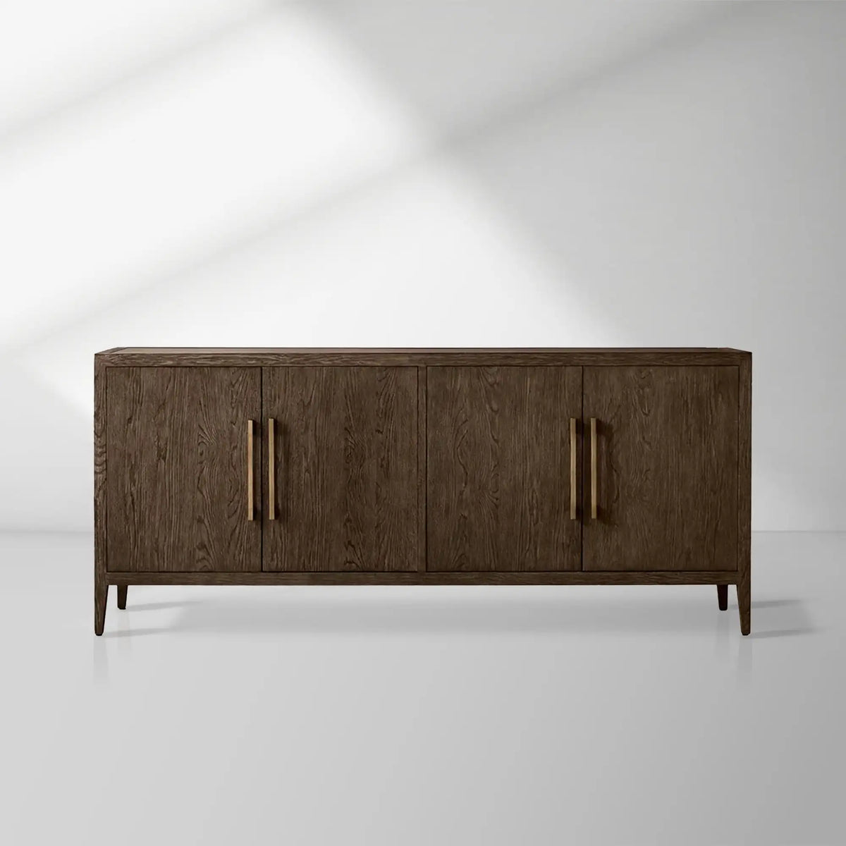 Ryze French Contemporary 4-Door Sideboard Oak Wood Buffet Three drawers Cabinet