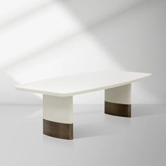Carolin Pebbled Faux Leather Dining Table with Brushed Gold Stainless Steel Base