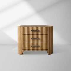 Astor Closed Wood Nightside table Nightstand Marble Top bedside Cabinet 3-Drawer Chest