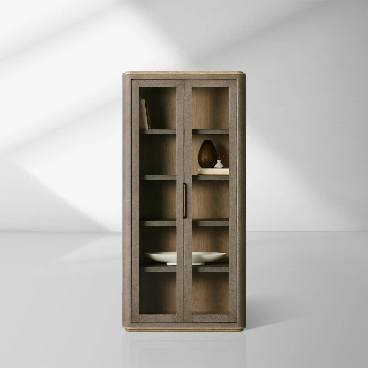 Harrow Tall Display Cabinets with Faux Shagreen Finish