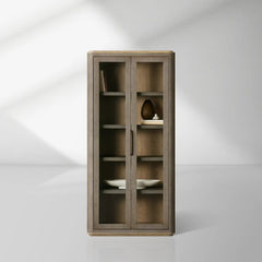 Harrow Tall Display Cabinets with Faux Shagreen Finish