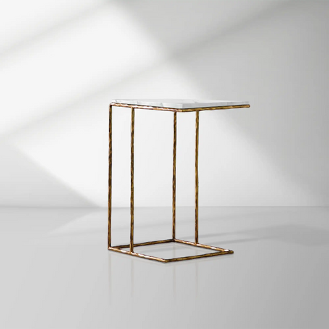 Thaddeus C-Shaped Side Table with Italian Marble Top