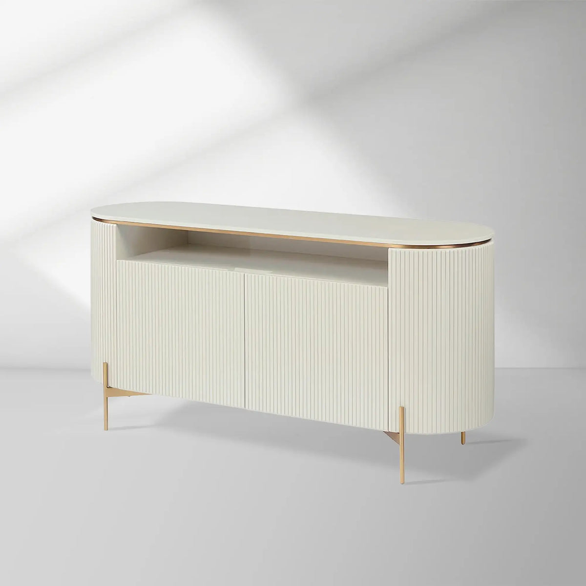 Panoso Curved Sideboard Luxury Buffet Cabinet With Gold stainless steel legs