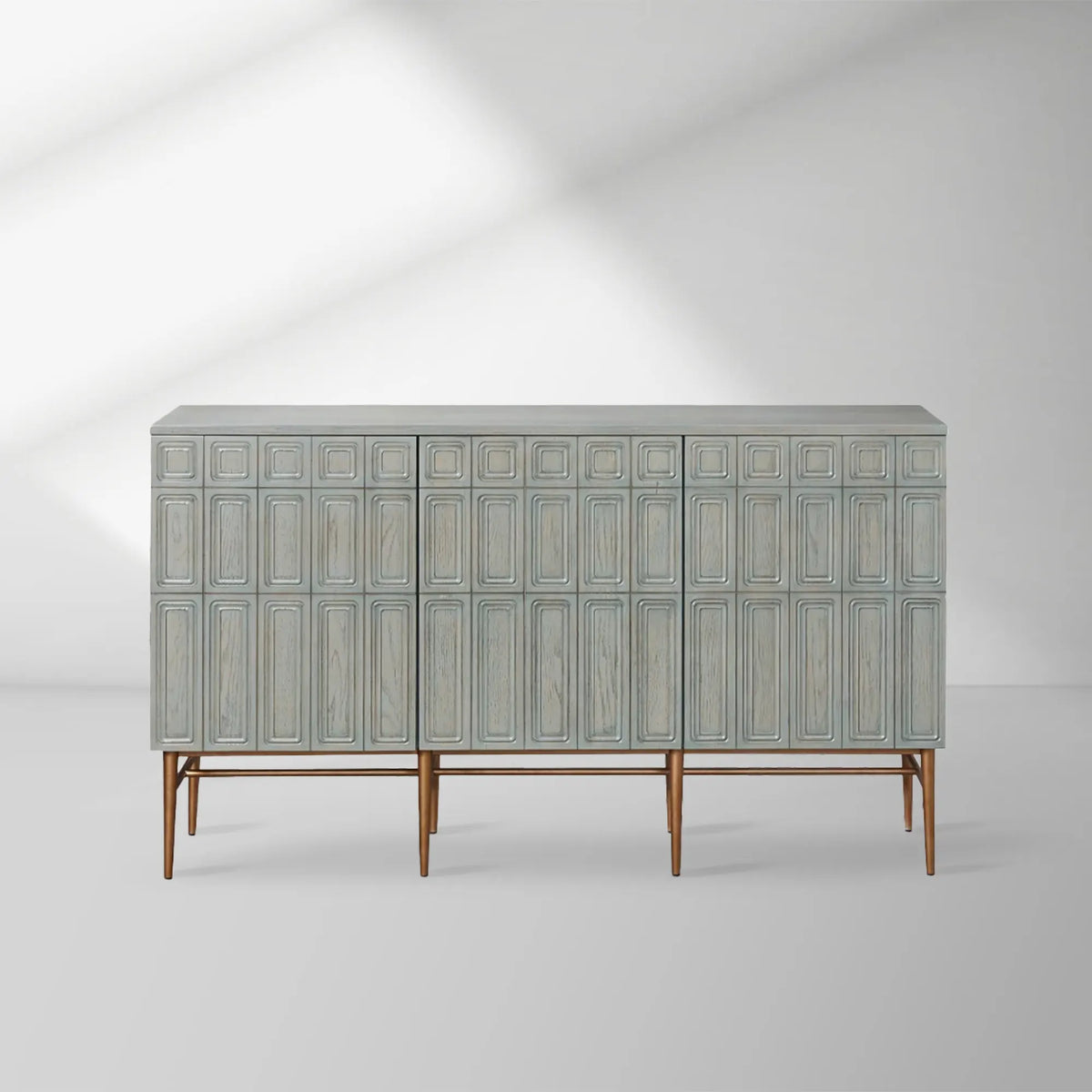 Verdin 3-Door Sideboards Wood Living Room Entrance Storage Cabinets With Steel Base