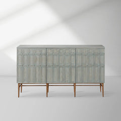 Verdin 3-Door Sideboards Wood Living Room Entrance Storage Cabinets With Steel Base