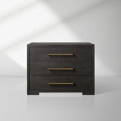 Darwyn Closed Nightstand Wood Bedside Table with Brass Handles Drawer