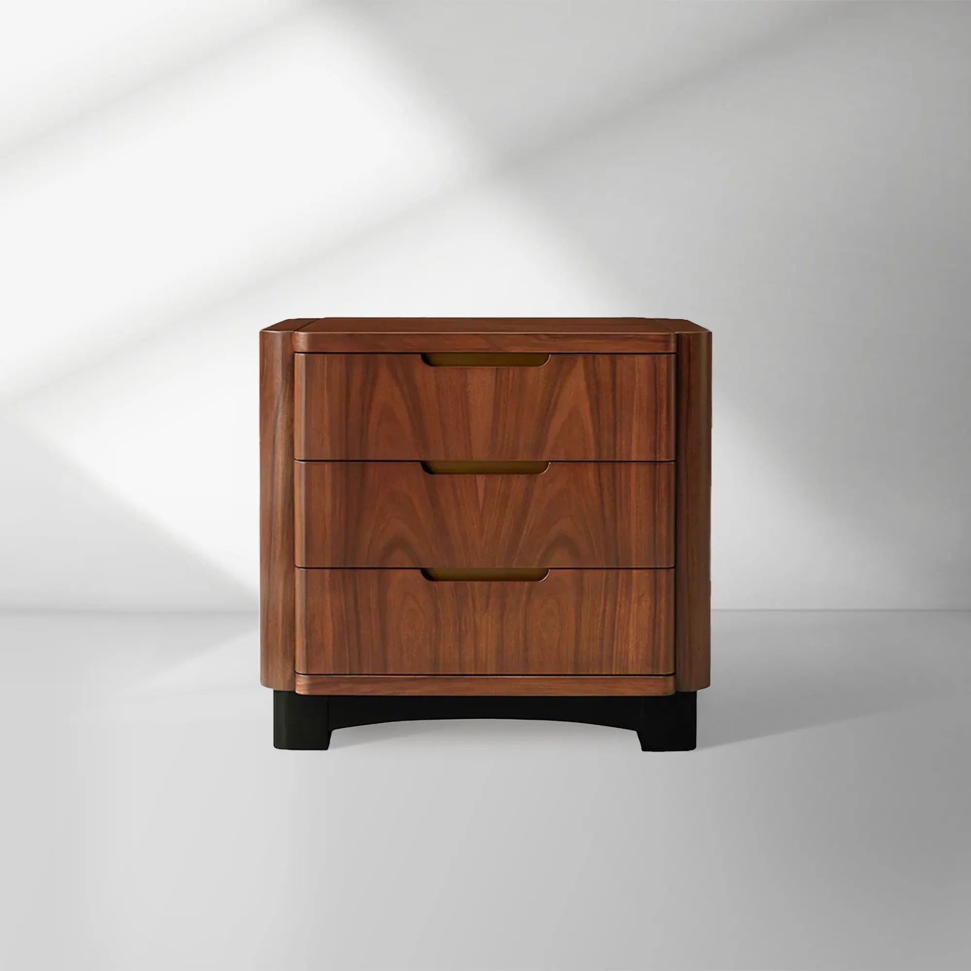 Fitzgerald Closed Nightstand in Santos Wood Three drawers chest Nightside Table